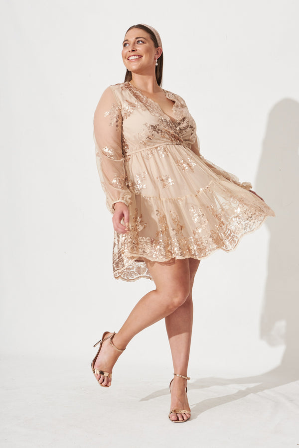 Iconic Sequin Dress In Rose Gold – St Frock